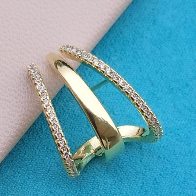 Earring with 18 Gold Plated Zirconia Stone