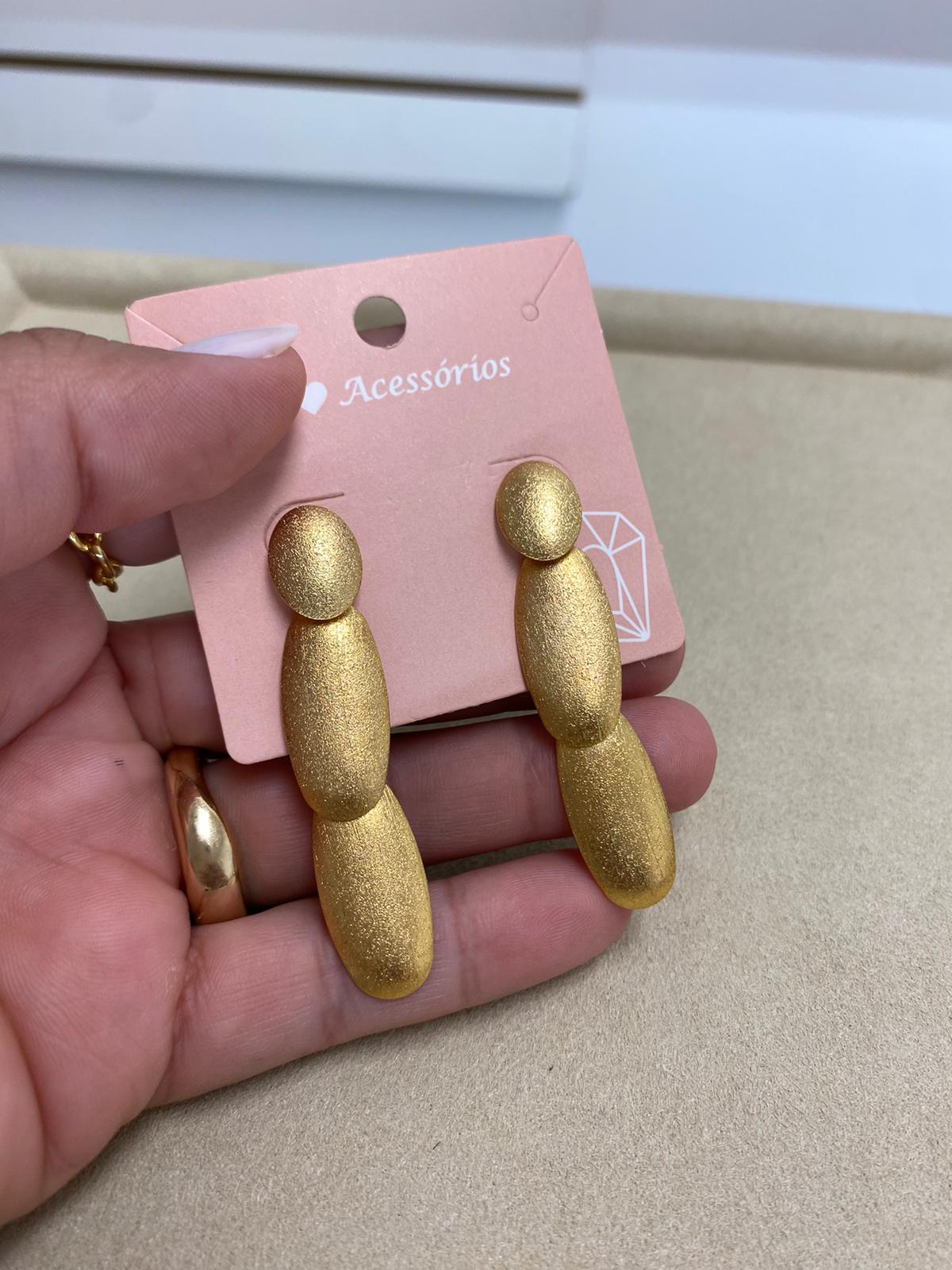 Flat Matte Gold Earring