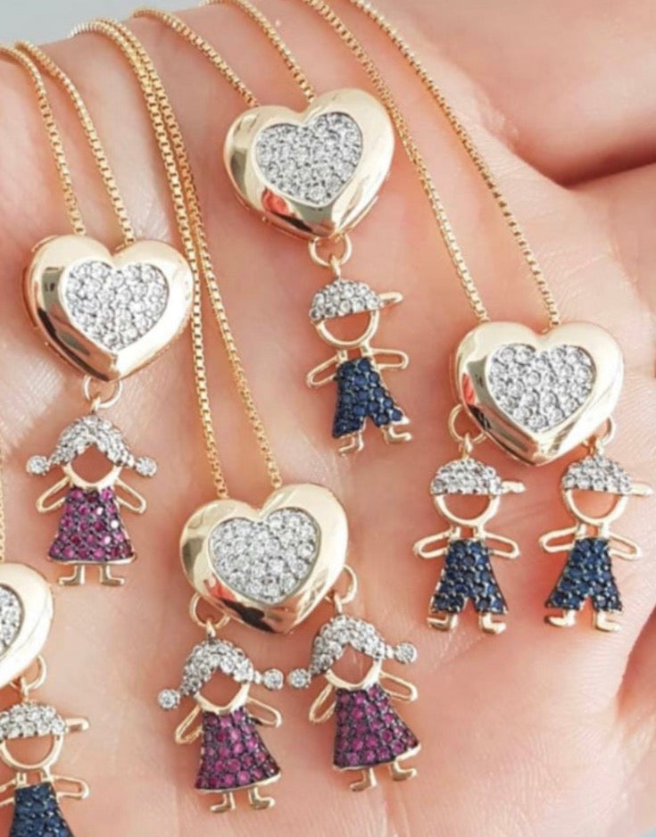 18 Gold Plated necklace with delicate children's pendants