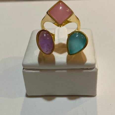 Stone Ring 18 Gold Plated